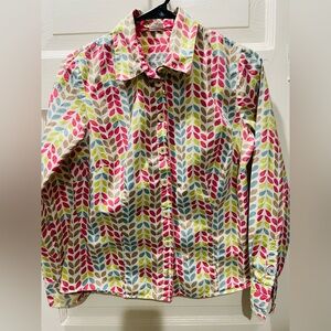 Boden Multicolor Leaf Print Shirt, Size 8